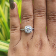 14K Gold Round Cut Lab Grown Halo Engagement Ring