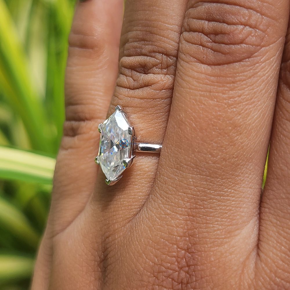3 Carat Lab Grown Hexagon Cut Solitaire Ring