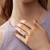 Colorless Moissanite Five Stone Oval Cut Bridal Ring Set For Women