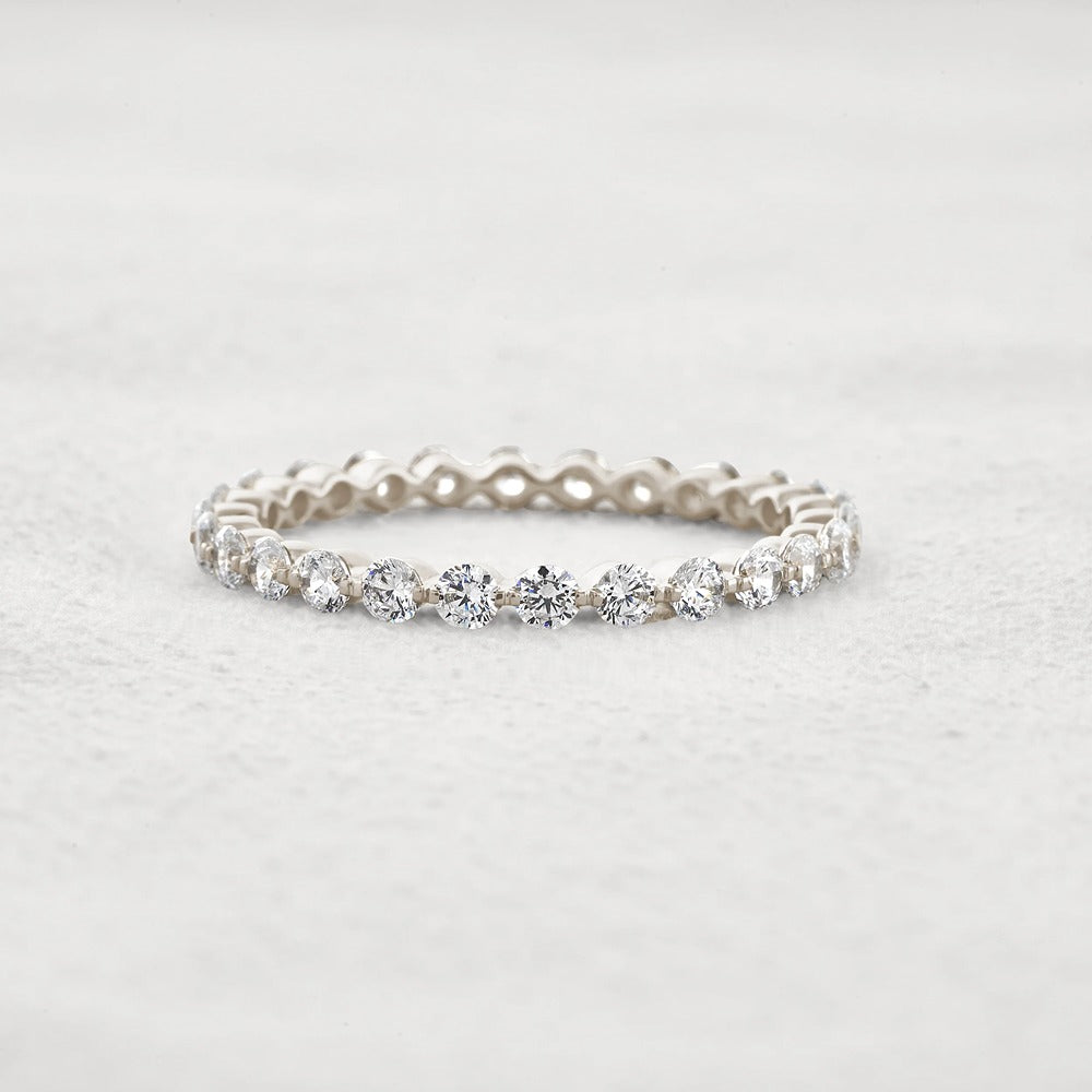 Full Eternity Moissanite Round Brilliant Cut Wedding Band
