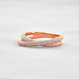 Colorless Moissnaite Criss Cross Round Cut Band For Her