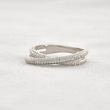 Colorless Moissnaite Criss Cross Round Cut Band For Her