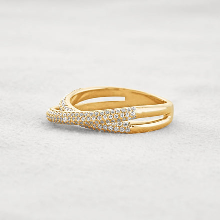 Colorless Moissnaite Criss Cross Round Cut Band For Her