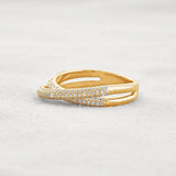 Colorless Moissnaite Criss Cross Round Cut Band For Her