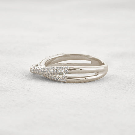 Colorless Moissnaite Criss Cross Round Cut Band For Her
