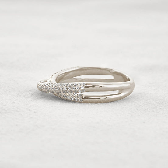 Colorless Moissnaite Criss Cross Round Cut Band For Her