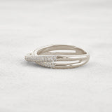 Colorless Moissnaite Criss Cross Round Cut Band For Her