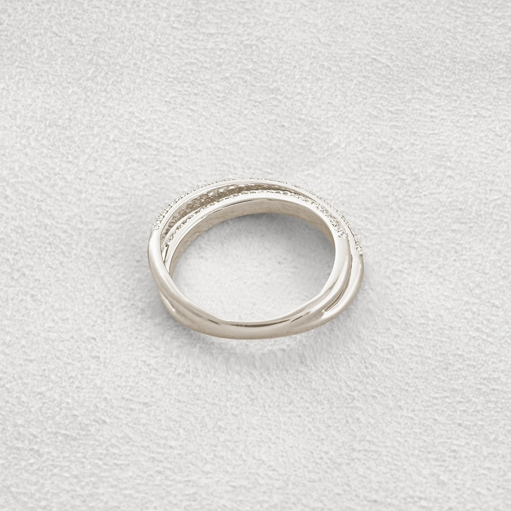 Colorless Moissnaite Criss Cross Round Cut Band For Her