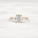 Moissanite Radiant & Baguette Three Stone Engagement Ring