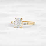 Moissanite Radiant & Baguette Three Stone Engagement Ring