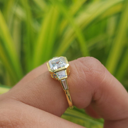 Asscher Cut Lab Grown Five Stone Ring For Women
