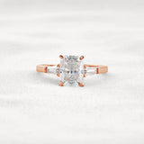 Moissanite Radiant & Baguette Three Stone Engagement Ring