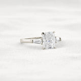 Moissanite Radiant & Baguette Three Stone Engagement Ring