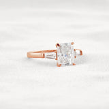 Moissanite Radiant & Baguette Three Stone Engagement Ring