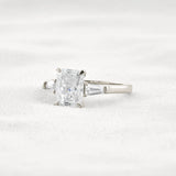 Moissanite Radiant & Baguette Three Stone Engagement Ring