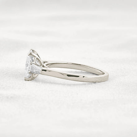 Moissanite Radiant & Baguette Three Stone Engagement Ring