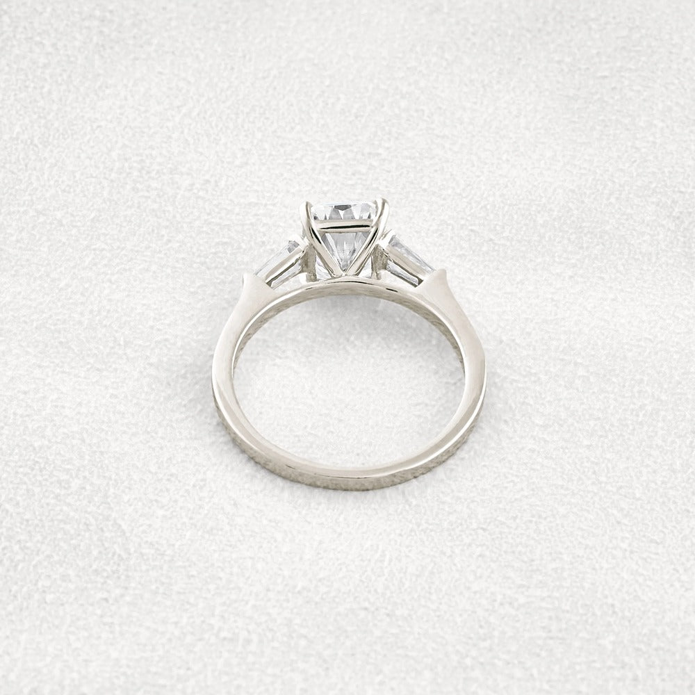 Moissanite Radiant & Baguette Three Stone Engagement Ring