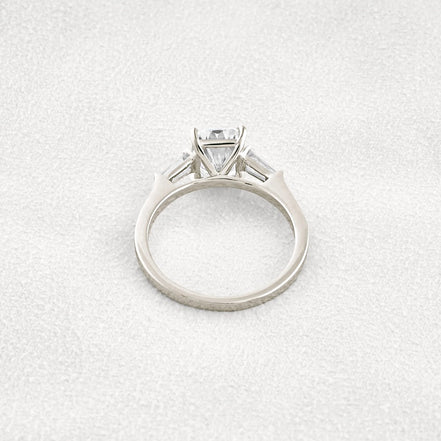 Moissanite Radiant & Baguette Three Stone Engagement Ring