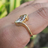 Half Bezel Set Marquise Cut Solitaire Lab Grown Diamond Ring