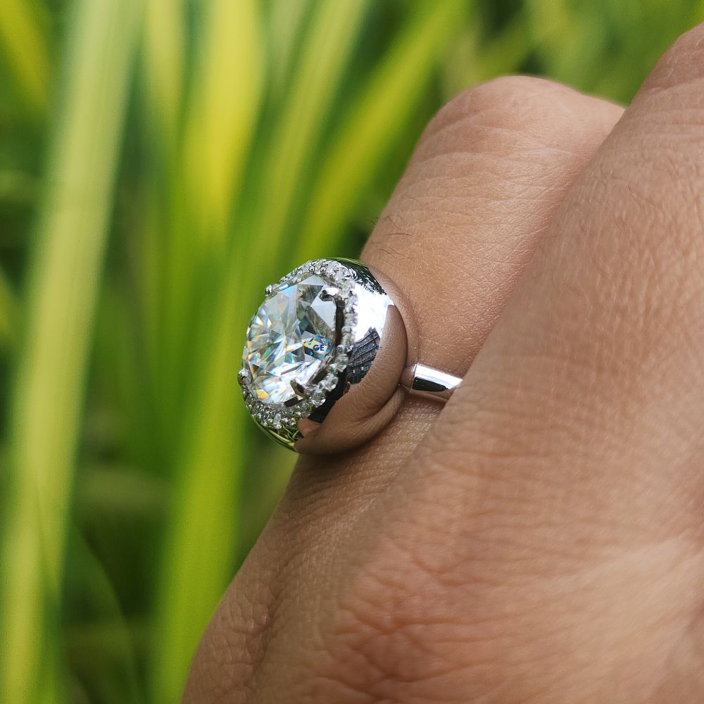 Round Cut Lab Grown Diamond Halo Engagement Ring