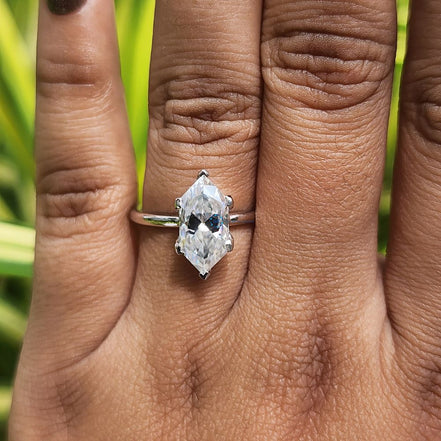 3 Carat Lab Grown Hexagon Cut Solitaire Ring