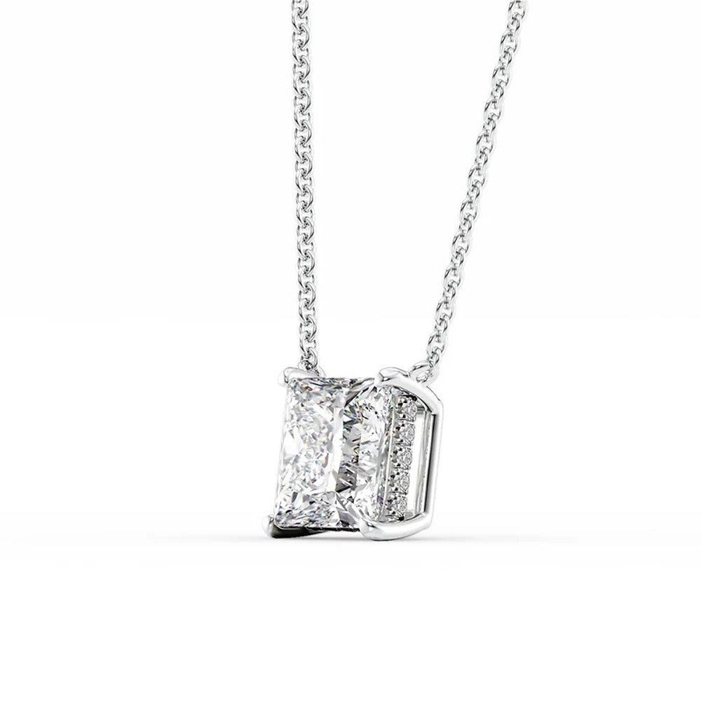 Moissanite Princess Cut Hidden Halo Pendant