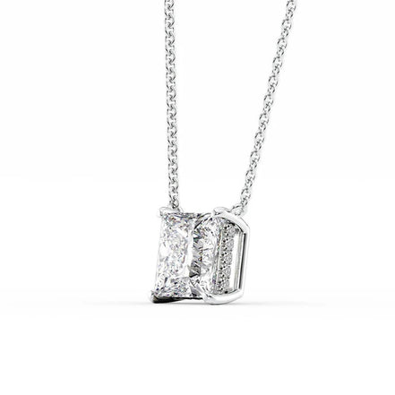 Moissanite Princess Cut Hidden Halo Pendant