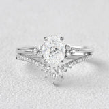 D Color Moissnaite Oval Cut Seven Stone Wedding Ring Set