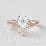 D Color Moissnaite Oval Cut Seven Stone Wedding Ring Set