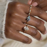 Lab Created Moissanite Pear Cut Cluster Engagement Ring