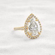 Moissanite Pear Cut Hidden Accent Fancy Engagement Ring