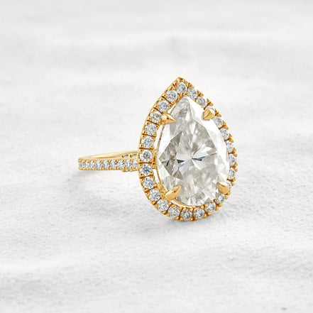 Moissanite Pear Cut Hidden Accent Fancy Engagement Ring