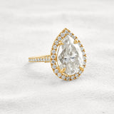 Moissanite Pear Cut Hidden Accent Fancy Engagement Ring