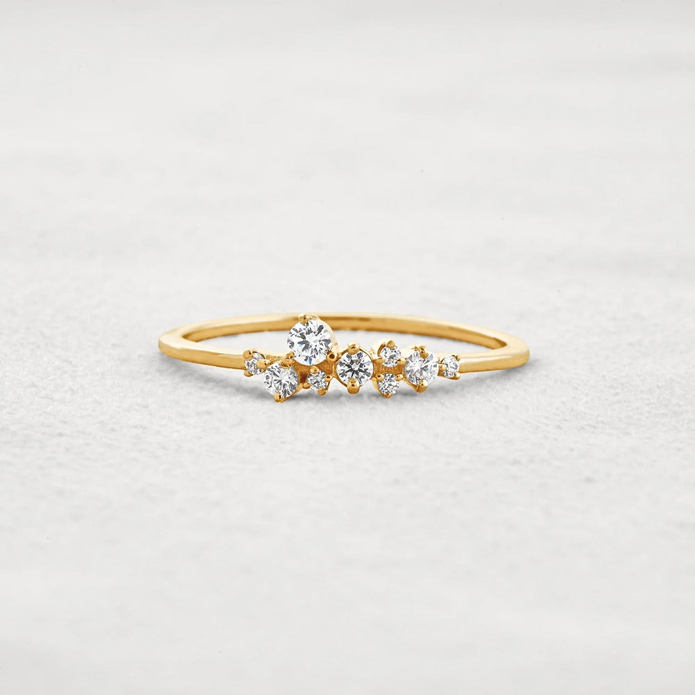 Colorless Round Cut Moissanite Cluster Wedding Band