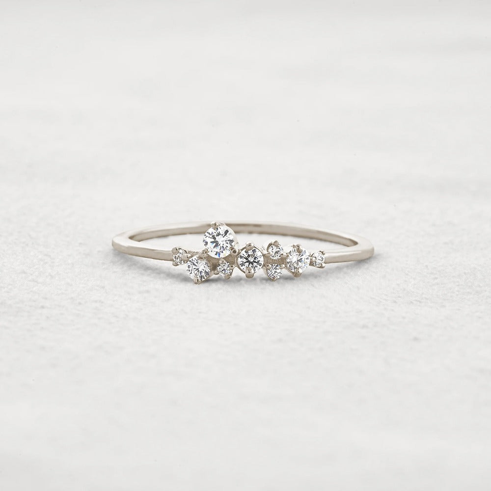 Colorless Round Cut Moissanite Cluster Wedding Band