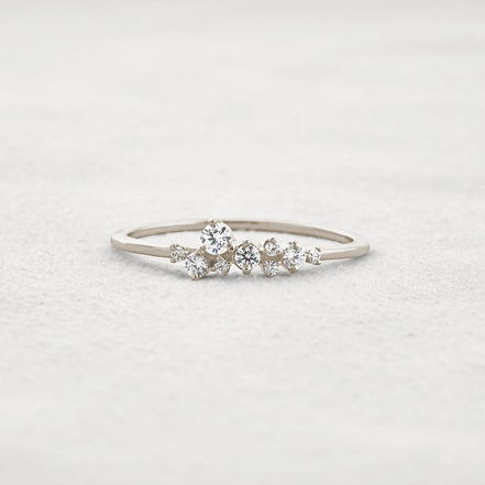 Colorless Round Cut Moissanite Cluster Wedding Band