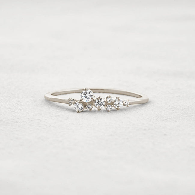 Colorless Round Cut Moissanite Cluster Wedding Band