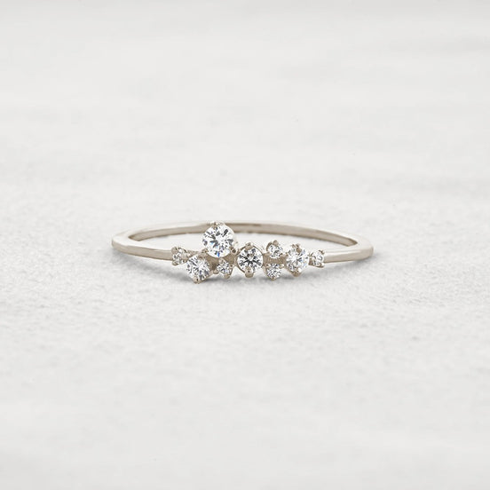 Colorless Round Cut Moissanite Cluster Wedding Band