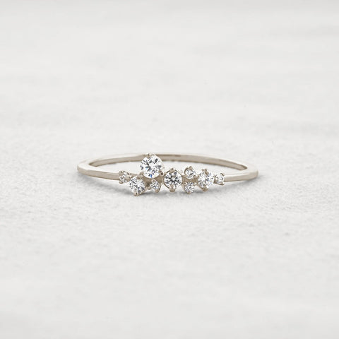 Colorless Round Cut Moissanite Cluster Wedding Band