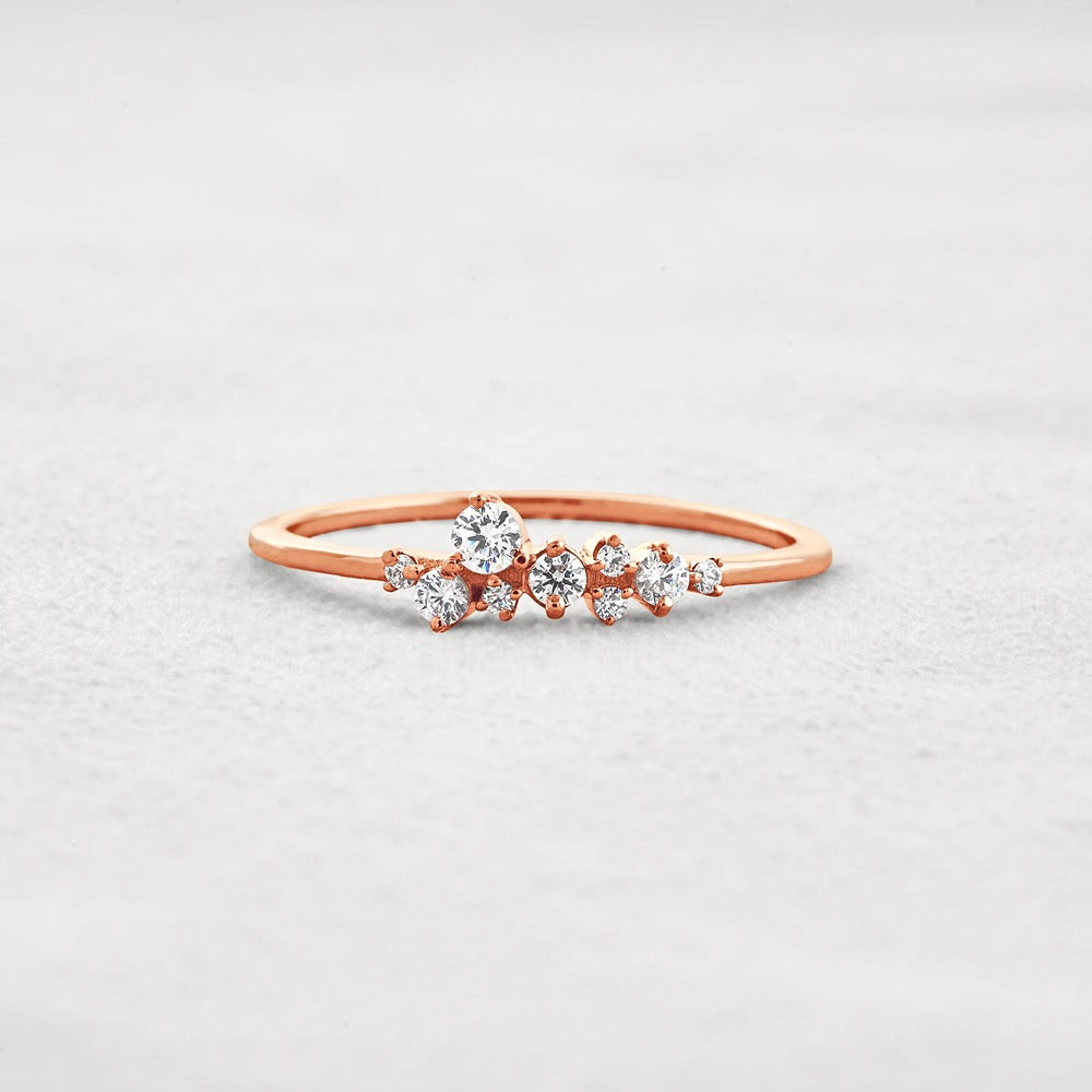 Colorless Round Cut Moissanite Cluster Wedding Band
