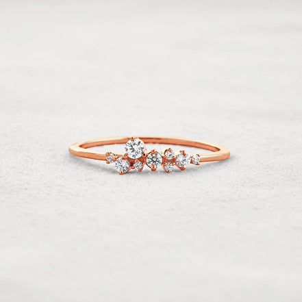 Colorless Round Cut Moissanite Cluster Wedding Band