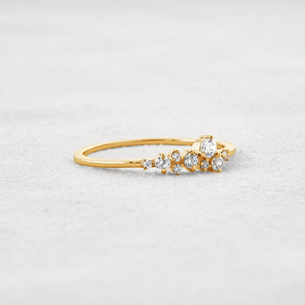 Colorless Round Cut Moissanite Cluster Wedding Band