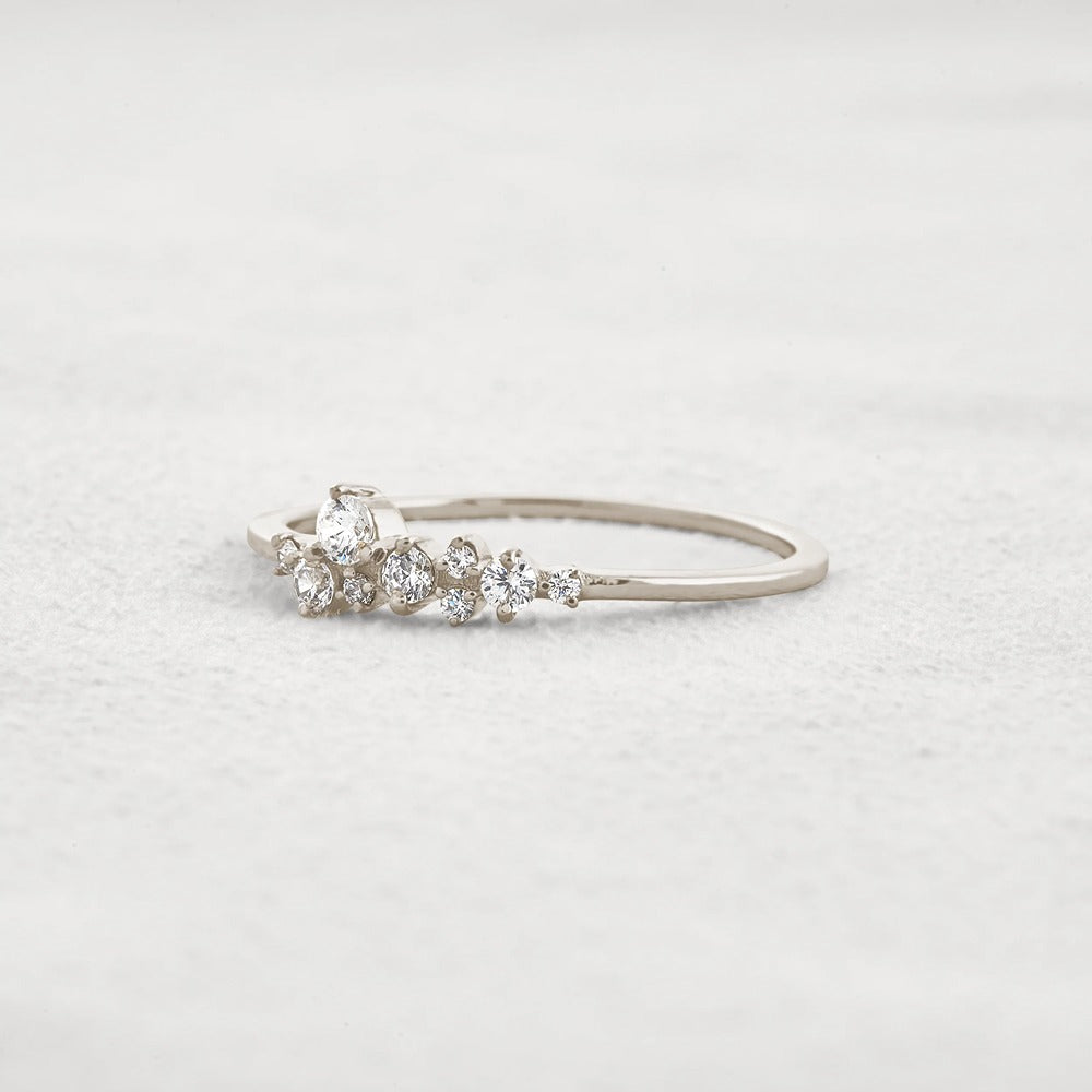 Colorless Round Cut Moissanite Cluster Wedding Band