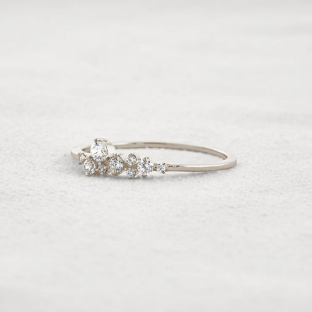 Colorless Round Cut Moissanite Cluster Wedding Band