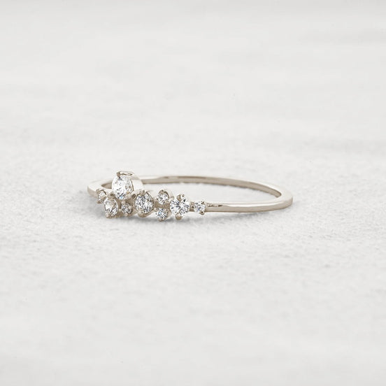 Colorless Round Cut Moissanite Cluster Wedding Band