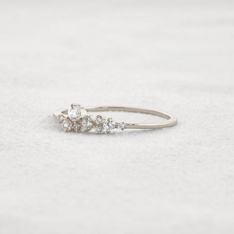 Colorless Round Cut Moissanite Cluster Wedding Band