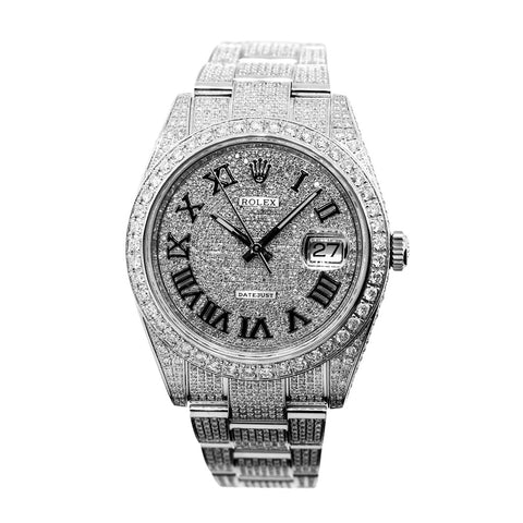 Moissanite Full White DateJust Iced Out Watch Gift For Men's