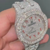 Full Iced Out Handmade Red Arabic Number Hip Hop Watch