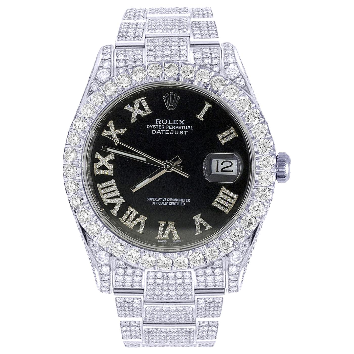 Fully Iced Out Moissanite Datejust Hip Hop Watch For Men's