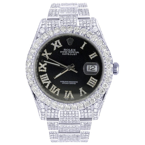 Fully Iced Out Moissanite Datejust Hip Hop Watch For Men's